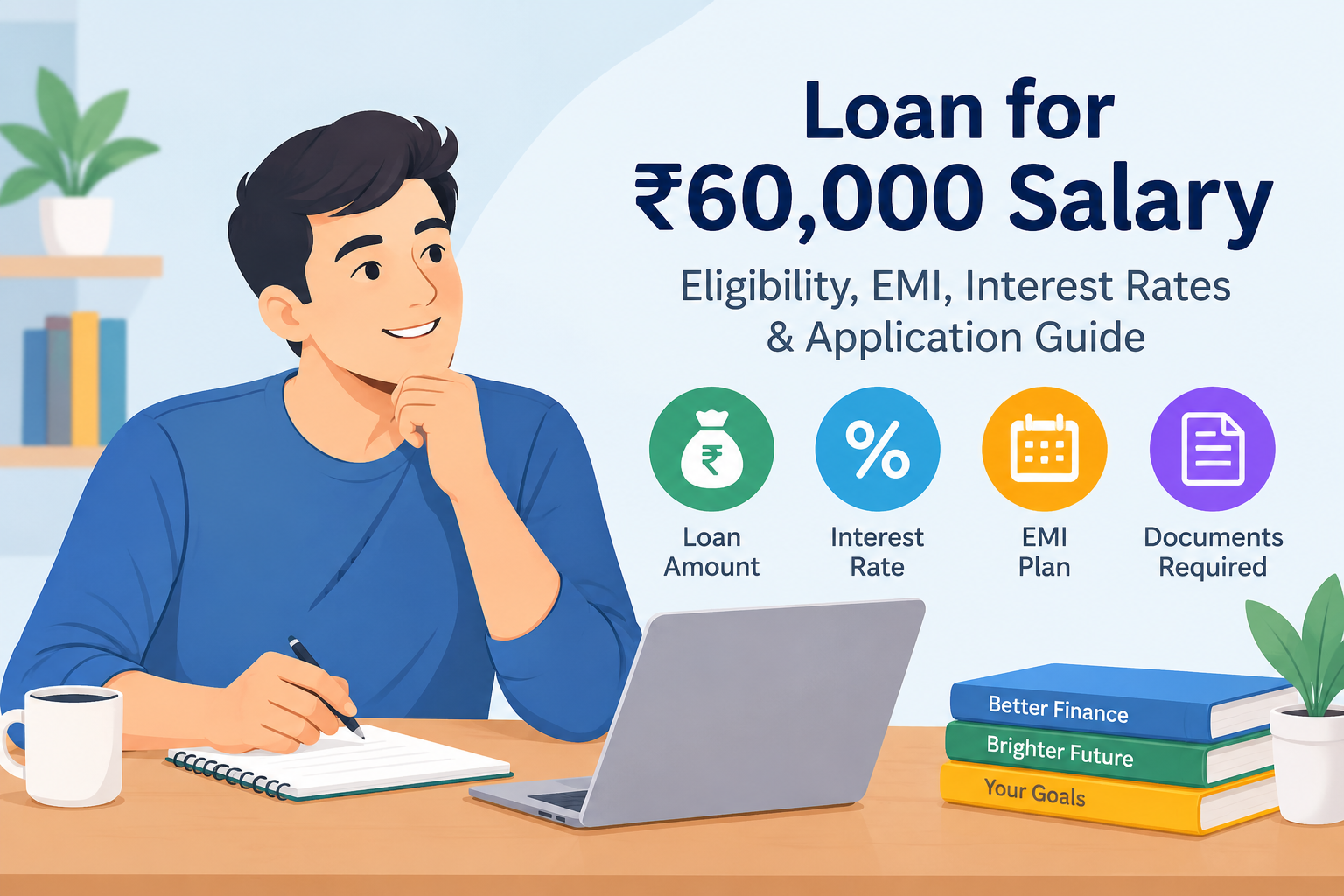 Loan for ₹60,000 salary showing personal loan eligibility, EMI calculations, interest rates, and required documents for salaried employees in India.